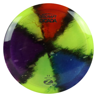 Discraft Disc Golf Z Line Fly Dye Cicada Fairway Driver 7/6/-1/1 Red Purple Blue Triangles/Black Prisms 175-176g
