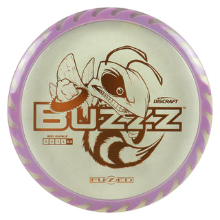 Discraft Disc Golf Fuzed Line Buzzz with Saw Pattern Midrange 5/4-1/1 Clear with Purple Saw/Bronze 177-180g
