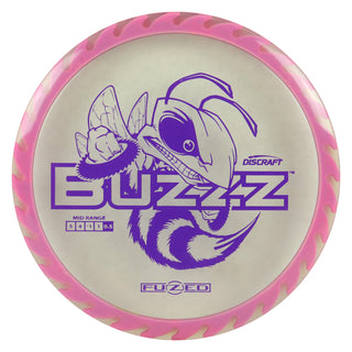 Discraft Disc Golf Fuzed Line Buzzz with Saw Pattern Midrange 5/4-1/1 Clear with Pink Saw/Purple 177-180g