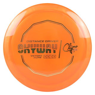 Climo Disc Golf Victory Line Skyway Distance Driver 11/5/-1/3 Orange/Gold 174 grams