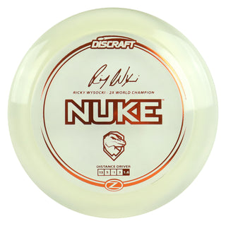 Discraft Disc Golf Ricky Wysocki Signature Series Z Line Nuke Driver 13/5/-1/3 Clear/Orange 170-172g