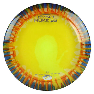 Discraft Disc Golf Z Line Fly Dye Nuke SS Distance Driver 13/5/-3/3 Yellow Splat Blue/Silver 167-169g