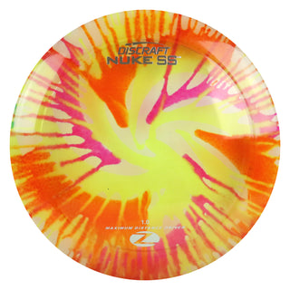 Discraft Disc Golf Z Line Fly Dye Nuke SS Distance Driver 13/5/-3/3 Red Yellow Swirl/Silver 167-169g