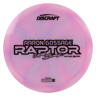 Discraft Disc Golf Aaron Gossage 2025 Tour Series Z Swirl Raptor Driver 9/4/0/3 Pink/Black 173-174g