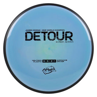MVP Disc Golf James Conrad Signature Neutron Detour Midrange Disc 5/5/-2/1 Grey Blue 174 grams