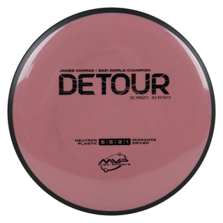 MVP Disc Golf James Conrad Signature Neutron Detour Midrange Disc 5/5/-2/1 Dark Blush 177 grams