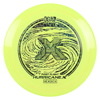 DGA Disc Golf First Flight LE Swirl Hurricane X Distance Driver Yellow/Black Holo Stars 170-172g