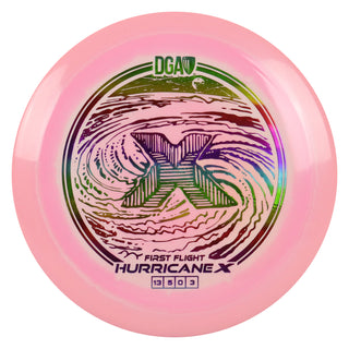 DGA Disc Golf First Flight LE Swirl Hurricane X Distance Driver Pink/Rainbow 173-174g