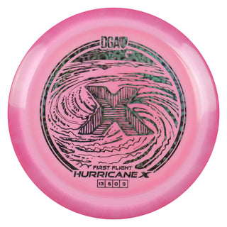 DGA Disc Golf First Flight LE Swirl Hurricane X Distance Driver Dark Pink/Black Prisms 170-172g