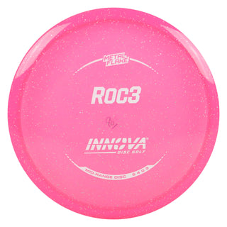 Innova Disc Golf Champion Metal Flake Roc3 Midrange Disc 5/4/0/3 Pink/White 180 grams