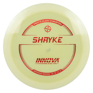 Innova Disc Golf Proto Glow Champion Shryke Distance Driver 13/6/-2/2 Glow/Red Shimmer 165 grams