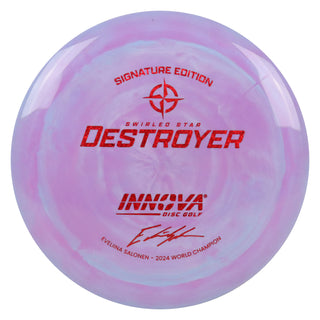 Innova Disc Golf Evelina Salonen 2024 World Champion Swirled Star Destroyer Distance Driver 12/5/-1/3 Purple Blue/Red Shimmer 172 grams