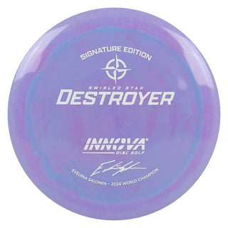 Innova Disc Golf Evelina Salonen 2024 World Champion Swirled Star Destroyer Distance Driver 12/5/-1/3 Purple Blue/White 159 grams