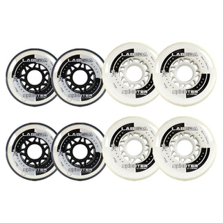 Labeda Shooter Roller Hockey Wheels - HiLo Set 76mm Black/80mm White - 8-Pack