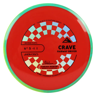 Axiom Discs Project Lab Coat Sarah Hokom Neutron Crave Fairway Driver 6.5/5/-1/1 Red/Green Yellow 159 grams