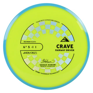 Axiom Discs Project Lab Coat Sarah Hokom Neutron Crave Fairway Driver 6.5/5/-1/1 Yellow/Blue 158 grams