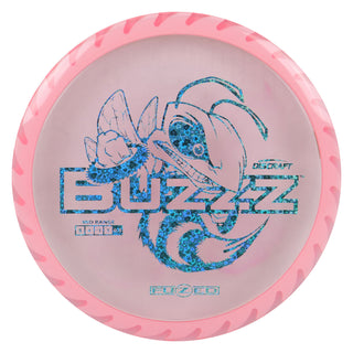 Discraft Disc Golf Fuzed Line Buzzz with Saw Pattern Midrange 5/4-1/1 Light Pink with White Saw/Blue Hearts 173-174g
