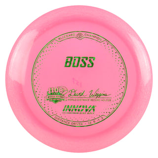 Innova Disc Golf Champion Blizzard Boss Distance Driver 13/5/-1/3 Pink/Green Shatter 157 grams