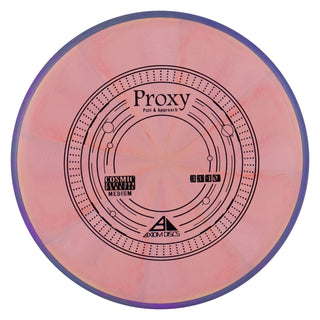 Axiom Disc Golf Cosmic Electron Proxy Putter 3/3/-1/0.5 Peach/Purple Grey 171 grams