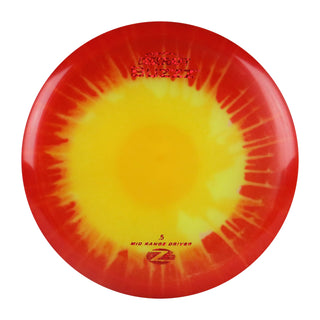 Discraft Disc Golf Z Line Fly Dye Buzzz Midrange Disc 5/4/-1/1 Yellow Splat/Red Shimmer 177-180g
