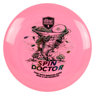 Discmania Disc Golf Spin Doctor Casey White Swirl Q-Line Premier DD1 Pink/Rainbow 173 grams