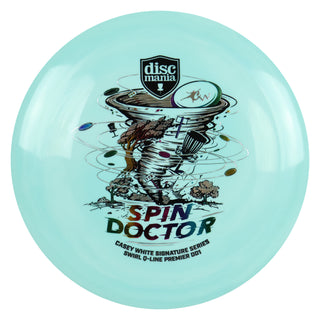 Discmania Disc Golf Spin Doctor Casey White Swirl Q-Line Premier DD1 Blue/Rainbow 173 grams