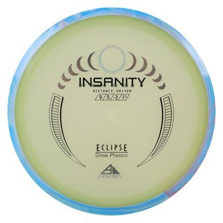 Axiom Disc Golf Eclipse Insanity Distance Driver 9/5/-2/1.5 Glow/Sky Blue Blend 164 grams