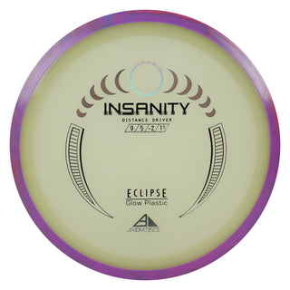 Axiom Disc Golf Eclipse Insanity Distance Driver 9/5/-2/1.5 Glow/Purple Red 174 grams