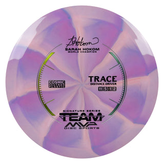Streamline Disc Golf Cosmic Neutron Trace Sarah Hokom Distance Driver 11/5/-1/2 Blush Pink/Gold Blue 174 grams