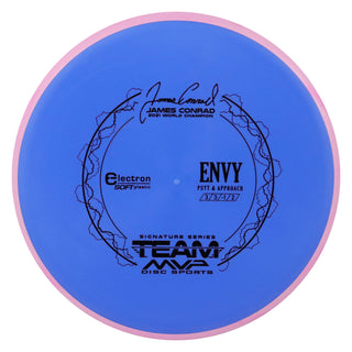Axiom Disc Golf Electron Soft James Conrad Signature Envy Putter 3/3/0/2 Blue/Light Pink 174 grams