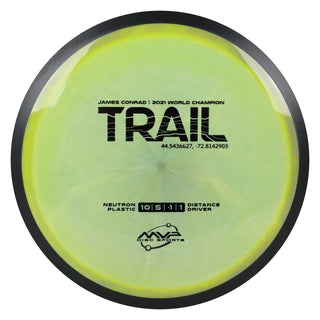 MVP Disc Golf James Conrad Neutron Trail Distance Driver 10/5/-1/1 Yellow Sage Blend 167 grams
