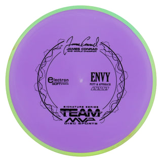 Axiom Disc Golf Electron Soft James Conrad Signature Envy Putter 3/3/0/2 Purple/Green Yellow 173 grams