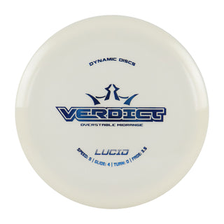 Dynamic Disc Golf Lucid Verdict Midrange Disc 5/4/0/3.5 White/Blue 177 grams