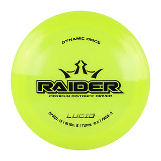 Dynamic Disc Golf Lucid Raider Distance Driver 13/5/-0.5/3 Yellow Shimmer/Black 173 grams
