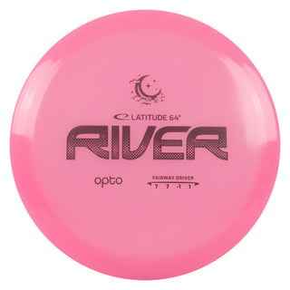 Latitude 64 Disc Golf Opto Moonshine River Fairway Driver 7/7/-1/1 Pink Glow/Black 176 grams