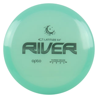 Latitude 64 Disc Golf Opto Moonshine River Fairway Driver 7/7/-1/1 Blue/Glow Black 176 grams