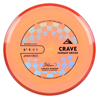 Axiom Discs Project Lab Coat Sarah Hokom Neutron Crave Fairway Driver 6.5/5/-1/1 Peach/Red 162 grams