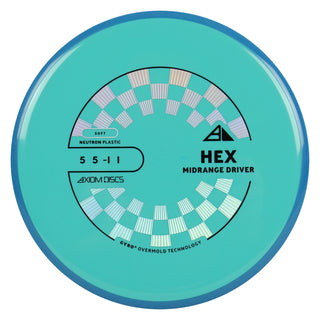 Axiom Discs Project Lab Coat Neutron Soft Hex Midrange Disc 5/5/-1/1 Teal/Blue 169 grams