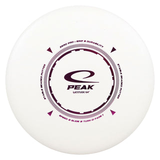 Latitude 64 Disc Golf Zero Pro Peak Putter 3/3/0/1 White/Purple 175 grams