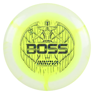 Innova Disc Golf Halo Star Boss Distance Driver 13/5/-1/3 Yellow White/Black Stars 172 grams