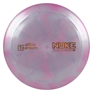 Discraft Disc Golf Titanium Swirl Nuke Distance Driver 13/5/-1/3 Pink Grey/Orange 173-174g