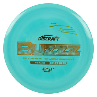 Discraft Disc Golf Paul McBeth Signature ESP Buzzz Midrange 5/4/-1/1 Aqua Blue/Gold/Olive 175-176g