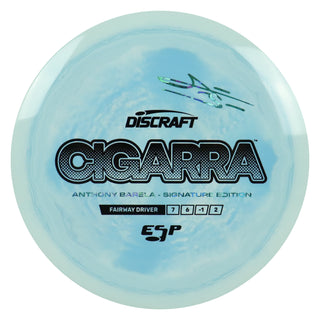 Discraft Disc Golf Anthony Barela Signature ESP Cigarra Fairway Driver 7/6/-1/2 Cream Blue/Black/Blue Flowers 173-174g