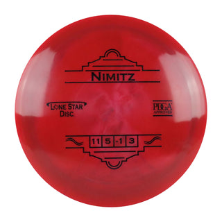 Lone Star Disc Golf Alpha Nimitz Distance Driver 11/5/-1/3 Red/Black 174 grams