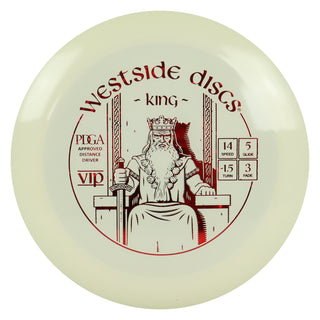 Westside Discs Disc Golf VIP King Distance Driver 14/5/-1.5/3 White/Red Shatter 167 grams