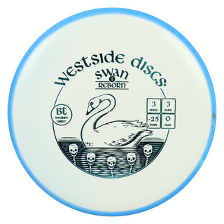 Westside Disc Golf BT Medium Orbit Swan 1 Reborn Putter 3/3/-2.5/0 White Blue/Turquoise 175 grams