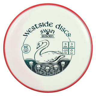 Westside Disc Golf BT Medium Orbit Swan 1 Reborn Putter 3/3/-2.5/0 White Red/Turquoise 174 grams