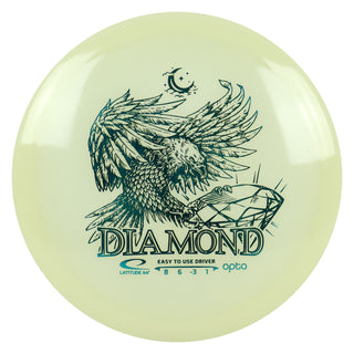 Latitude 64 Disc Golf Opto Moonshine Diamond Fairway Driver 8/6/-3/1 White/Turquoise 156 grams