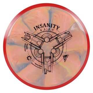 Axiom Disc Golf Cosmic Neutron Insanity Distance Driver 9/5/-2/1.5 Peach Navy/Red 161 grams