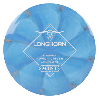 Mint Disc Golf Apex Swirl Longhorn Distance Driver 11/4/-1/2.5 Blue/White 166 grams